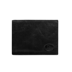 Men's horizontal black leather wallet without fastening