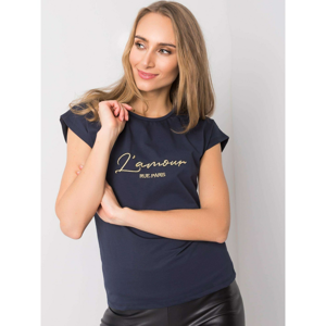 RUE PARIS Ladies´ navy blue t-shirt with embroidery