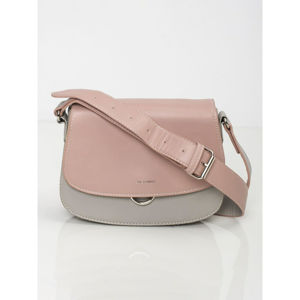 Pink and gray flap bag