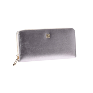 Long silver wallet with eco leather zipper