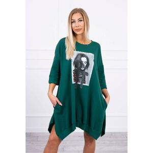 Dress with print and flowing bottom green