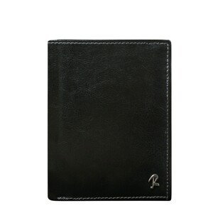 Men's black leather wallet with anti-theft lock
