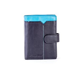 Black leather wallet with a blue insert