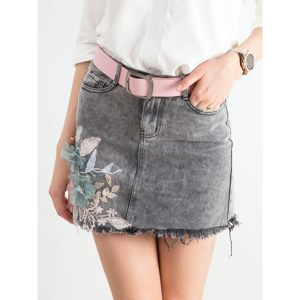 Gray denim skirt with an application