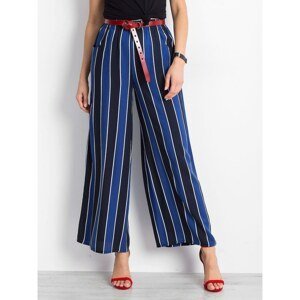 Navy blue and blue striped trousers