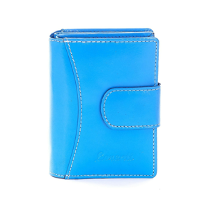 Blue wallet with stitching