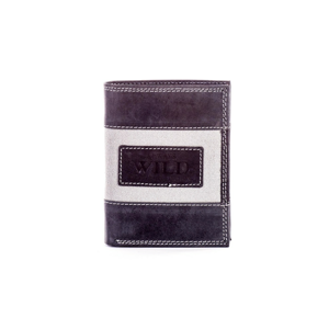 Black leather wallet for men with a fabric module