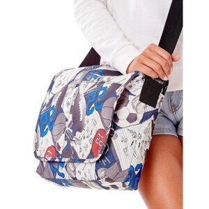 A white bag with sports prints