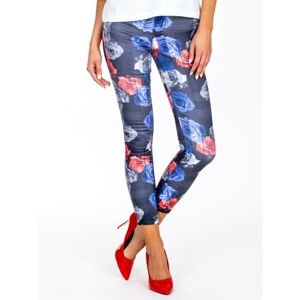 Gray floral slim fit trousers