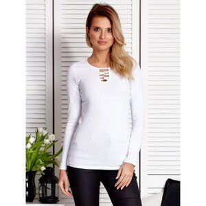Women´s white blouse with lace up insert