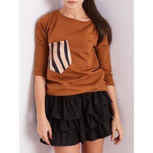 Lady's brown blouse with pocket