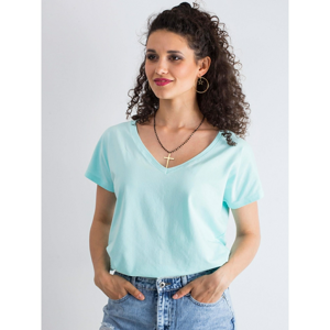Cotton V-neck T-shirt in mint color