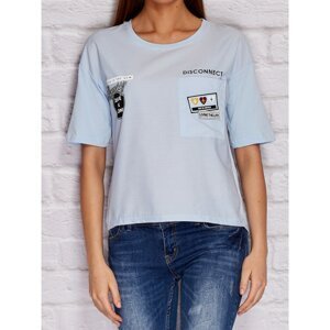 YUPS Box blouse with patches blue
