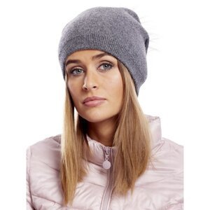 Gray lady's cap with fur pompom