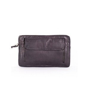 Men´s black leather sachet with a handle