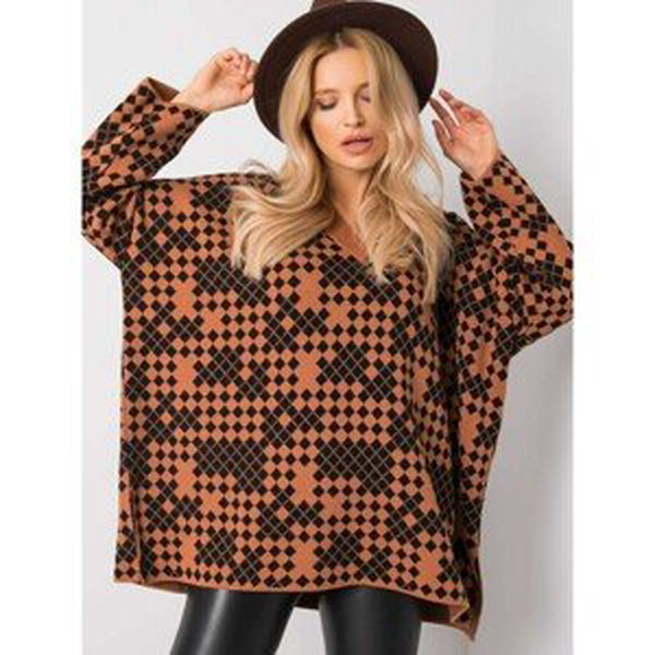 RUE PARIS Brown and black oversize sweater