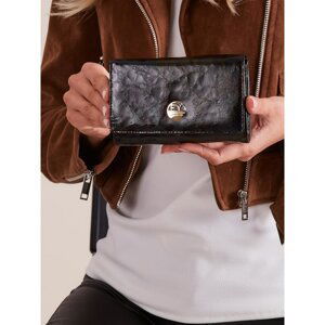 Women´s black leather wallet, oblong