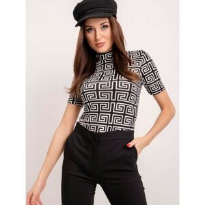 Black and white blouse from RUE PARIS with geometric patterns