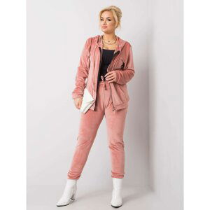 Women's velour plus size set - pink