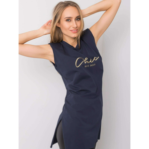 RUE PARIS Navy blue t-shirt with embroidery