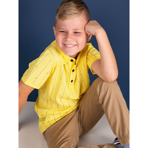Yellow TOMMY LIFE striped polo shirt for boys