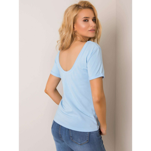 Basic light blue T-shirt with back neckline
