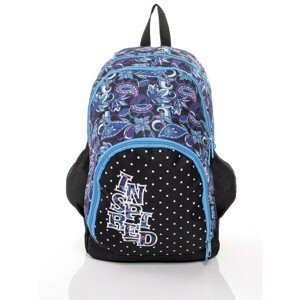Black school backpack with a flower pattern