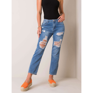 Blue mom fit jeans with holes