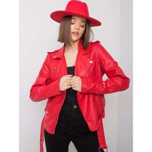 Red eco-leather biker jacket