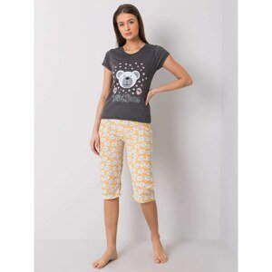 Graphite cotton pajamas with a print