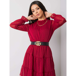 SUBLEVEL Dark red women´s dress with a frill