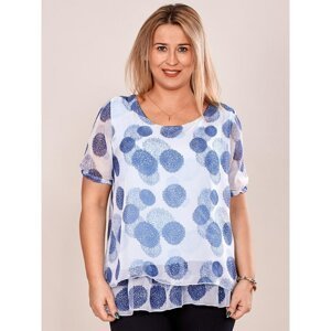 Airy light blue blouse with a floral pattern PLUS SIZE