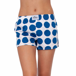 Women&#39;s shorts ELKA white with large blue polka dots (D0033)