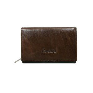 Brown leather wallet with press stud and zippers