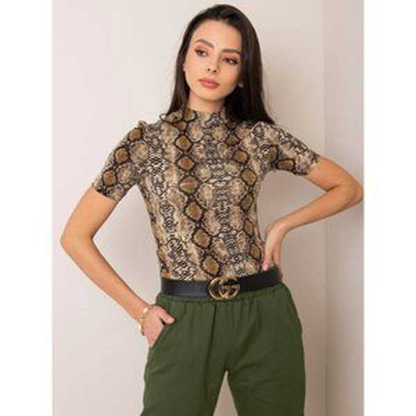 RUE PARIS Brown and black patterned blouse