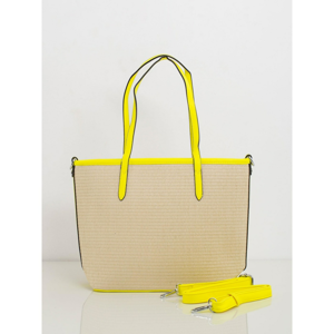 Braided beige and yellow handbag