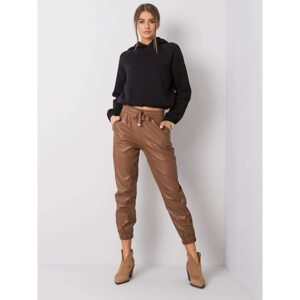 RUE PARIS Brown leather pants