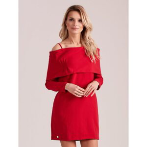 Red women´s dress with a wide frill