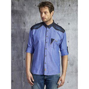 Men´s blue cotton shirt with a PLUS SIZE pocket