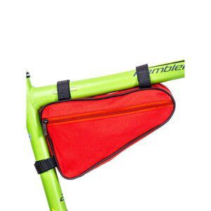 Red textile bicycle pouch