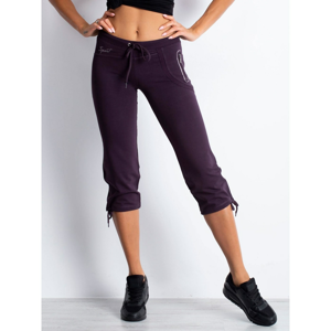 Women´s dark purple capri sweatpants with a side pocket