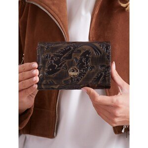 Women´s wallet with an embossed black and brown motif