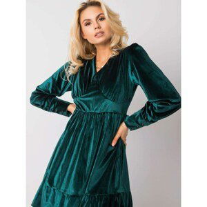 RUE PARIS Dark green velor dress