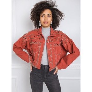 Brick red thick denim jacket
