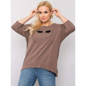 Dark beige blouse with an application of rhinestones