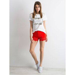 Elegant red shorts with pockets