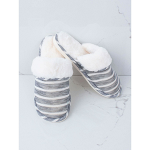 Fur white and gray slippers