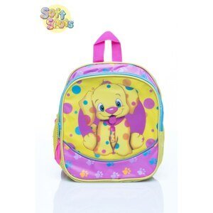 Yellow school backpack with a dog