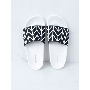 Black and white slippers for the pool