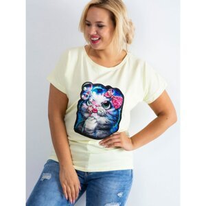 T-shirt with a PLUS SIZE patch in light yellow